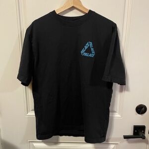 ** VINTAGE** Palace P-3 T-Shirt in black featuring a large blue Tri-Ferg graphic